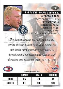 2001 Select AFL Authentic #22 Lance Whitnall Back
